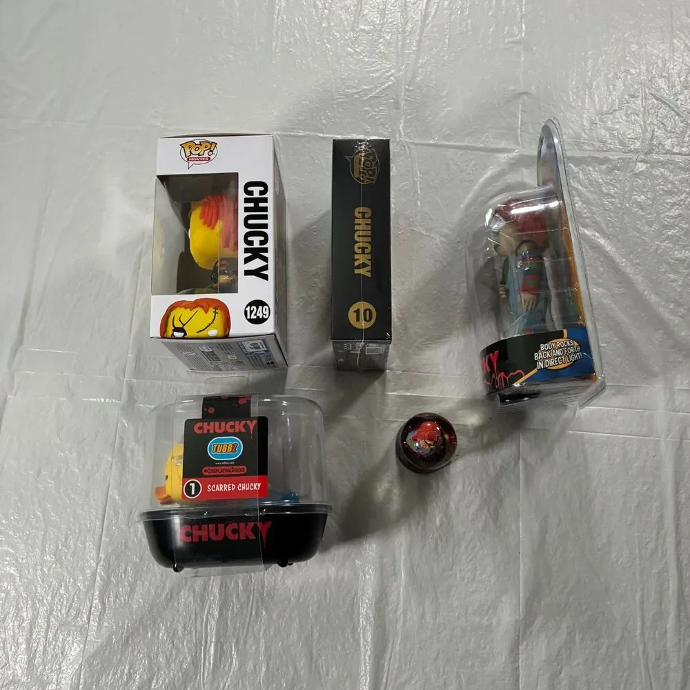 Chucky Collectibles Lot of 6 Items - Funko Pop! , TUBBZ , Body Knockers, Globe